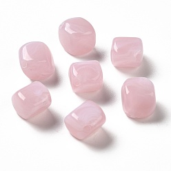 Pink Transparent Acrylic Beads, Two Tone, Cube, Pink, 11.5x11.5x8.5mm, Hole: 1.8mm, about: 855pcs/500g