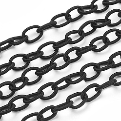 Noir Chaînes de câble en nylon faites à la main, ovale, noir, 8~9x11~13x2mm,  environ 85 cm / chapelet , 33.5 pouce