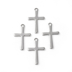 Stainless Steel Color 201 Stainless Steel Pendants, Cross, Stainless Steel Color, 15.5x9.5x0.8mm, Hole: 1.2mm