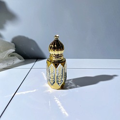 Лист Стеклянная пустая многоразовая бутылка в арабском стиле с шариками-роллерами, с пластиковой крышкой, дорожные контейнеры для духов с эфирными маслами, лист, 2.5x6.8 см, емкость: 6 мл (0.20 жидких унций)