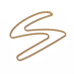 Plaqué 18K Or Véritable 201 collier de chaîne de boîte en acier inoxydable pour hommes femmes, réel 18 k plaqué or, 23.62 pouce (60 cm)