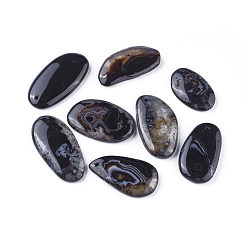 Black Agate Natural Black Agate Pendants, Dyed & Heated, Mixed Shapes, 40.5~49x21.5~26.5x5.5~6.5mm, Hole: 1.6~1.8mm