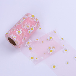 Pink 25 yardas de rollos de tela de tul de poliéster, Carrete de cinta de girasol de malla decorativa para bodas y decoración, rosa, 4 pulgada (100 mm)