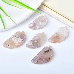 Cherry Blossom Agate Natural Cherry Blossom Agate Display Decorations, for Home Office Desk, Leaf, 45~55mm