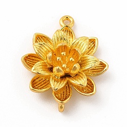 Real 18K Gold Plated Brass Connector Charms, 3D Flower Links, Real 18K Gold Plated, 19.5x17x5.5mm, Hole: 1mm and 1.2mm