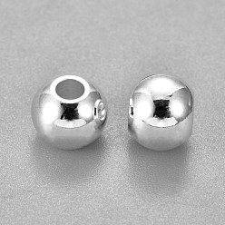 Silver 304 Stainless Steel Beads, Round, Silver, 8x7mm, Hole: 3mm