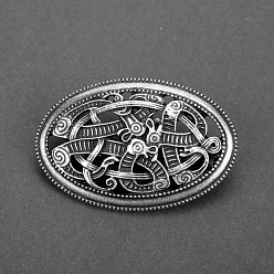 Argent Antique Broches en alliage de noeud viking pour hommes, plat rond, argent antique, 35mm