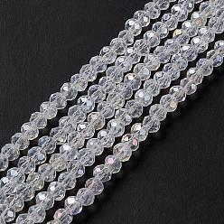 Clear AB Crystal Glass Rondelle Beads Strands, Faceted, AB Color, Clear AB, 3.5x2.5~3mm, Hole: 1mm, about 138pcs/strand, 12.9 inch