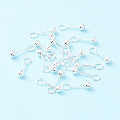 Silver 925 Sterling Silver Stud Earring Findings, Ball, Silver, 17x4mm, Hole: 3.4mm, Pin: 0.7mm
