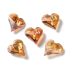 Sandy Brown Glass Rhinestone Cabochons, Faceted, Heart, Pointed Back, Sandy Brown, 12x12x5mm