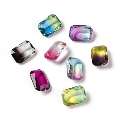 Mixed Color Faceted K9 Glass Rhinestone Cabochons, Pointed Back, Rectangle Octagon, Mixed Color, 13.5x9.5x5.5mm
