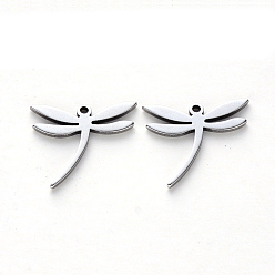 Stainless Steel Color 304 Stainless Steel Pendants, Laser Cut, Dragonfly, Stainless Steel Color, 15x16.5x1mm, Hole: 1.2mm