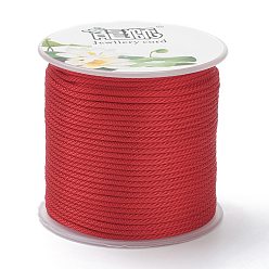 Rouge Cordons tressés en polyester, pour la fabrication de bijoux, rouge, 1.5mm, environ 21.87 yards (20m)/rouleau