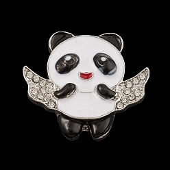 Platinum Panda Enamel Pin, Alloy Rhinestone Brooch, Platinum, 29x31.5x11.5mm
