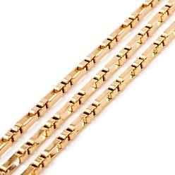 Oro Revestimiento iónico (ip) 304 cadenas de caja de acero inoxidable, sin soldar, con carrete, dorado, 7x4x2 mm, aproximadamente 32.81 pies (10 m) / rollo