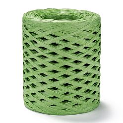 Vert Pâle Ruban de raphia, ficelle de papier d'emballage, pour emballage cadeau, décor de fête, tissage artisanal, vert pale, 3~4mm, environ 200 m / bibone 