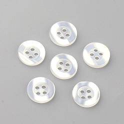 Seashell Color 4-Hole Plastic Buttons, Flat Round, Seashell Color, 11.5x2mm, Hole: 2mm