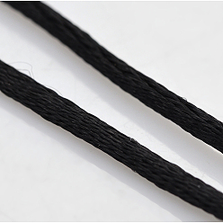 Black Macrame Rattail Chinese Knot Making Cords Round Nylon Braided String Threads, Satin Cord, Black, 1.5mm, about 16.4 yards(15m)/roll