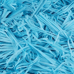 Azul Cielo Relleno de trituración de papel de corte arrugado de rafia, para envolver regalos y llenar canastas de pascua, luz azul cielo, 2~3 mm, 50 g / bolsa