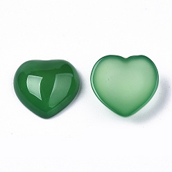 Green Natural Green Agate Cabochons, Dyed & Heated, Heart, Green, 19x20x7mm