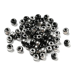 Black Glass Seed Beads, AB Color, Rondelle, Black, 4x3mm, Hole: 1.2mm 368pc/bag.