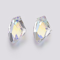 Crystal AB K9 Glass Rhinestone Pendants, Imitation Austrian Crystal, Faceted, Crystal AB, 26~27x16x8.5~10mm, Hole: 1.2~1.6mm