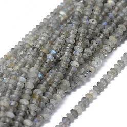 Labradorite Natural Labradorite Beads Strands, Faceted, Rondelle, 2.5~3.5x1.5mm, Hole: 0.6mm, about 90pcs/strand, 15.35(39cm)