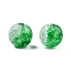 Sea Green Transparent Crackle Acrylic Beads, Round, Sea Green, 10mm, Hole: 2mm, about 943pc/500g