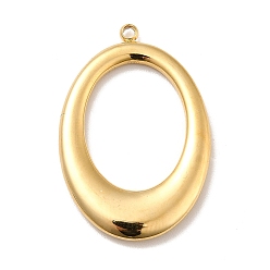 Chapado en Oro Real 18K Revestimiento iónico (ip) 304 colgantes de acero inoxidable, encantos del anillo ovalado, real 18 k chapado en oro, 29x19.5x3 mm, agujero: 1.4 mm