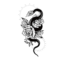 Serpent Autocollants en papier de tatouages temporaires amovibles d'Halloween, noir, serpent, 21x11.4 cm