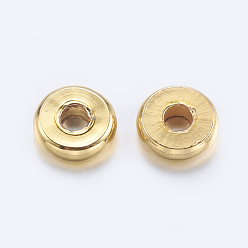 Oro Latón granos del espaciador, plano y redondo, dorado, 6x1.5 mm, agujero: 2 mm