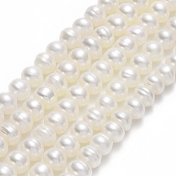 Linen Natural Cultured Freshwater Pearl Beads Strands, Round, Linen, 5~5.5x5~5.5x4mm, Hole: 0.5mm, about 85~90pcs/strand, 14.37''(36.5cm)