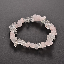 Quartz Rose Bracelets extensibles avec perles de pierres précieuses, quartz rose, 50mm