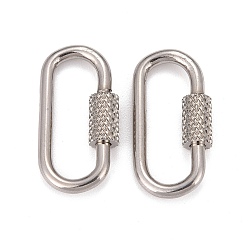 Stainless Steel Color 304 Stainless Steel Screw Carabiner Lock Charms, for Necklaces Making, Oval, Stainless Steel Color, 22x11x4mm, Screw: 7x4mm