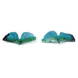 Light Sea Green Plastic Pendants, Leaf, Light Sea Green, 16x30.5x3.5mm, Hole: 0.9mm