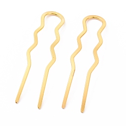 Золотой Латунные вилки для волос с покрытием стойки, твист u формы прически заколки для волос заколки, аксессуары для укладки волос, золотые, 71x20x1 мм