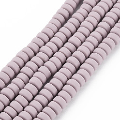 Розово-Коричневый Полимерной глины ручной работы бисер нитей, для поделок ювелирных изделий, плоско-круглые, розово-коричневый, 6~7x3 мм, отверстие : 1.5 мм, около 113~116 шт / нитка, 15.55 дюйм ~ 16.14 дюйм (39.5~41 см)