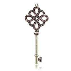 Свет Аметист Ключ от всех дверей античный посеребренные сплав горный хрусталь большие кулоны, светлый аметист, 75x30x4 мм, отверстие : 2 мм