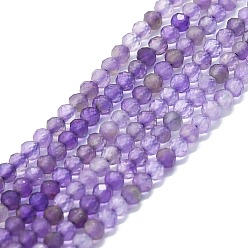 Amethyst Natural Amethyst Beads Strands, Faceted, Round, 2mm, Hole: 0.5mm, about 215pcs/strand, 15.16''~15.55''(38.5~39.5cm)