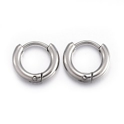 Stainless Steel Color 202 Stainless Steel Huggie Hoop Earrings, Hypoallergenic Earrings, with 316 Stainless Steel Pin, Stainless Steel Color, 10 Gauge, 11.5x12.7x2.5mm, Pin: 1mm