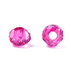 Rosa Oscura Abalorios de acrílico transparentes, facetados, Rondana plana, de color rosa oscuro, 4x3.5 mm, agujero: 1.5 mm, Sobre 14000 unidades / 500 g