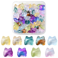 Mixed Color 50Pcs 9 Style Transparent Spray Painted Glass Beads, Bear, Mixed Color, 13x13x9mm, Hole: 1.2mm