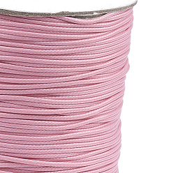 Ярко-Розовый Корейские вощеные полиэфирные шнуры, ярко-розовый, 1 мм, около 85 ярдов / рулон