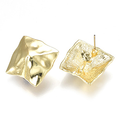 Light Gold Alloy Stud Earring Findings, with Loop, Steel Pins, Light Gold, 21x21mm, Hole: 4.5mm, Pin: 0.7mm