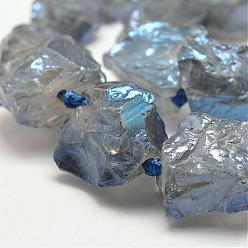 Plata Electrolíticos de cuarzo natural de cristal hebras, pepitas, plata, 17~30.5x17~30x11~25 mm, agujero: 2.5~3 mm, sobre 13~16 unidades / cadena, 14.8 pulgada ~ 16 pulgada