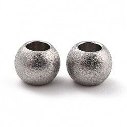 Color de Acero Inoxidable 201 bolas de acero inoxidable, rondo, color acero inoxidable, 6x4.5 mm, agujero: 3 mm