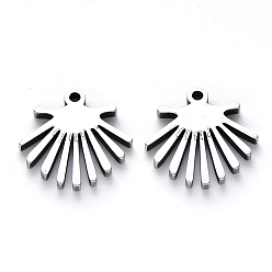 Stainless Steel Color 201 Stainless Steel Charms, Laser Cut, Fan, Stainless Steel Color, 13x13x1mm, Hole: 1.2mm