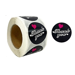 Negro Gracias pegatinas, etiquetas autoadhesivas de etiquetas de regalo de papel kraft, etiquetas adhesivas, para regalos, bolsas de embalaje, negro, 38 mm, 500pcs / rollo