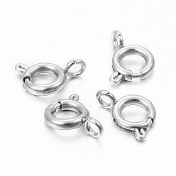 Stainless Steel Color 304 Stainless Steel Smooth Surface Spring Ring Clasps, Stainless Steel Color, 9x6x1.5mm, Hole: 2mm