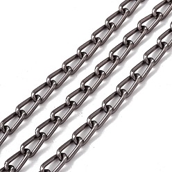 Electrophoresis Black Oval Oxidation Aluminum Curb Chains, Unwelded, with Spool, Electrophoresis Black, Link: 11x6x1.7mm, about 30m/roll